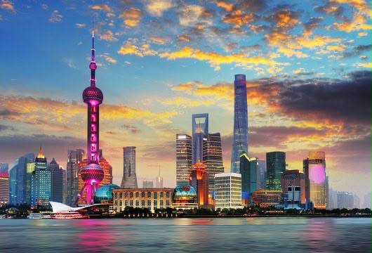 Shanghai Pudong skyline at dusk