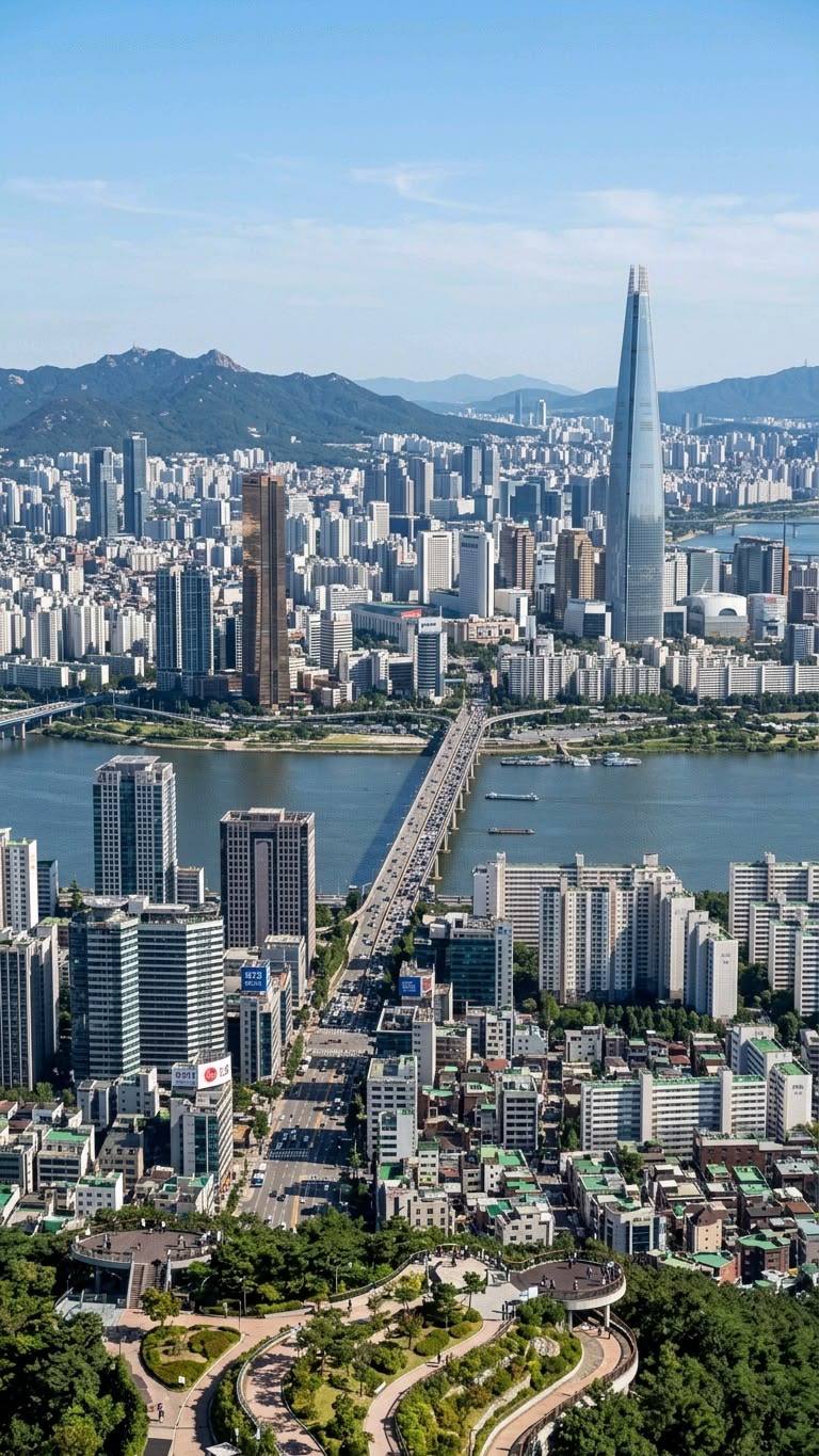 Lotte World Tower and Han River, Seoul
